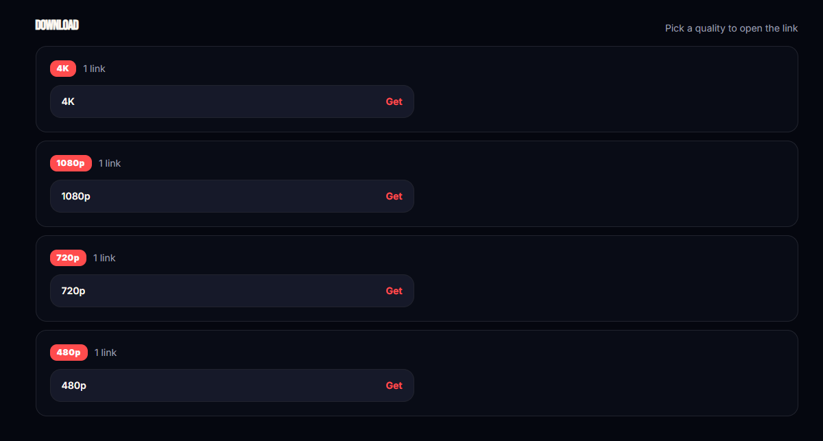 Select video quality and click Get